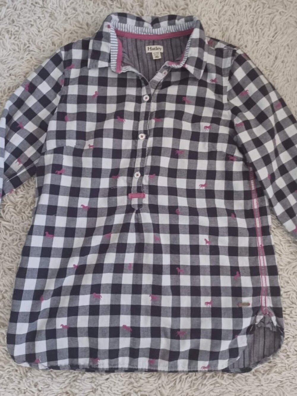 Hatley Women’s XS Buffalo Plaid Horse Print Popover Tunic Shirt